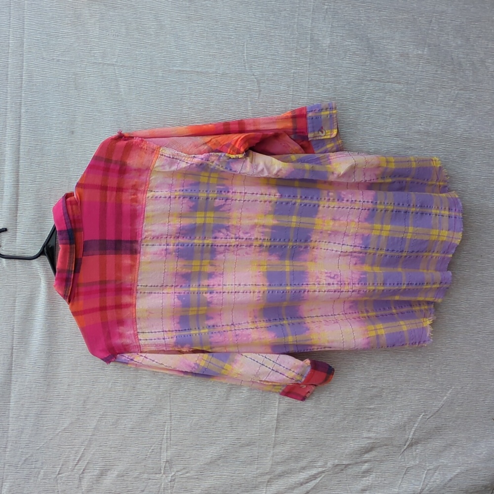 Plaid Cotton Button Down Shirt Small Oversized - Picture 5 of 6